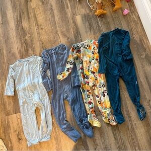 Bamboo Footies Set of 4. Kickee, push peanut, LS